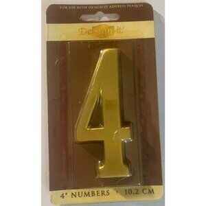 Satin Brass DeSign-it Number "4" (Number 4) Street Address Plaques 4"/10.2 CM Vi